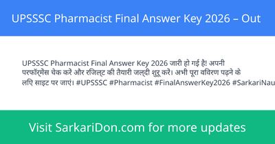 UPSSSC Pharmacist Final Answer Key 2026 Out - Exam Result Announcement | SarkariDon