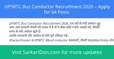UPSRTC Bus Conductor Recruitment 2026 Apply for 64 Posts - Government Job Notification | SarkariDon