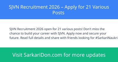 SJVN Recruitment 2026 Apply for 21 Various Posts - Government Job Notification | SarkariDon