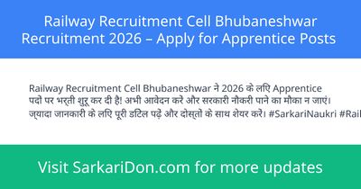 Railway Recruitment Cell Bhubaneshwar Recruitment 2026 Apply for Apprentice Posts - Government Job Notification | SarkariDon