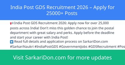 India Post GDS Recruitment 2026 Apply for 25000 Posts - Government Job Notification | SarkariDon