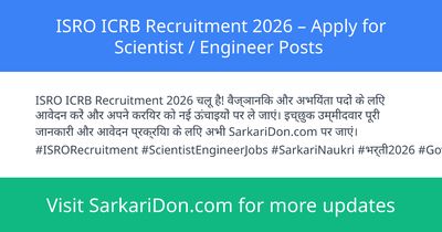 ISRO ICRB Recruitment 2026 Apply for Scientist Engineer Posts - Government Job Notification | SarkariDon