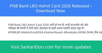 PNB Bank LBO Admit Card 2026 Released Download Now - Admit Card Download | SarkariDon