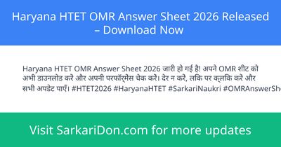 Haryana HTET OMR Answer Sheet 2026 Released Download Now - Exam Notification | SarkariDon