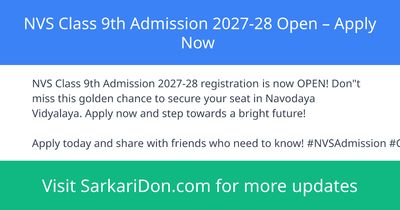 NVS Class 9th Admission 2027-28 Open Apply Now - Sarkari Naukri Update | SarkariDon