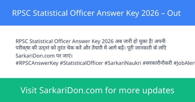 RPSC Statistical Officer Answer Key 2026 Out - Exam Result Announcement | SarkariDon