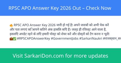 RPSC APO Answer Key 2026 Out Check Now - Exam Result Announcement | SarkariDon