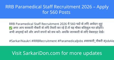 RRB Paramedical Staff Recruitment 2026 Apply for 560 Posts - Government Job Notification | SarkariDon
