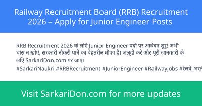 Railway Recruitment Board RRB Recruitment 2026 Apply for Junior Engineer Posts - Government Job Notification | SarkariDon