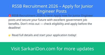 RSSB Recruitment 2026 Apply for Junior Engineer Posts - Government Job Notification | SarkariDon