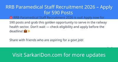 RRB Paramedical Staff Recruitment 2026 Apply for 590 Posts - Government Job Notification | SarkariDon