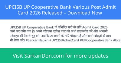 UPCISB UP Cooperative Bank Various Post Admit Card 2026 Released Download Now - Admit Card Download | SarkariDon