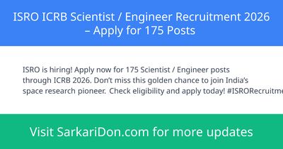 ISRO ICRB Scientist Engineer Recruitment 2026 Apply for 175 Posts - Government Job Notification | SarkariDon