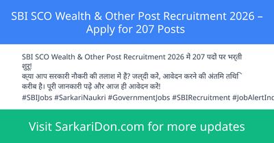 SBI SCO Wealth Other Post Recruitment 2026 Apply for 207 Posts - Government Job Notification | SarkariDon