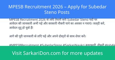 MPESB Recruitment 2026 Apply for Subedar Steno Posts - Government Job Notification | SarkariDon