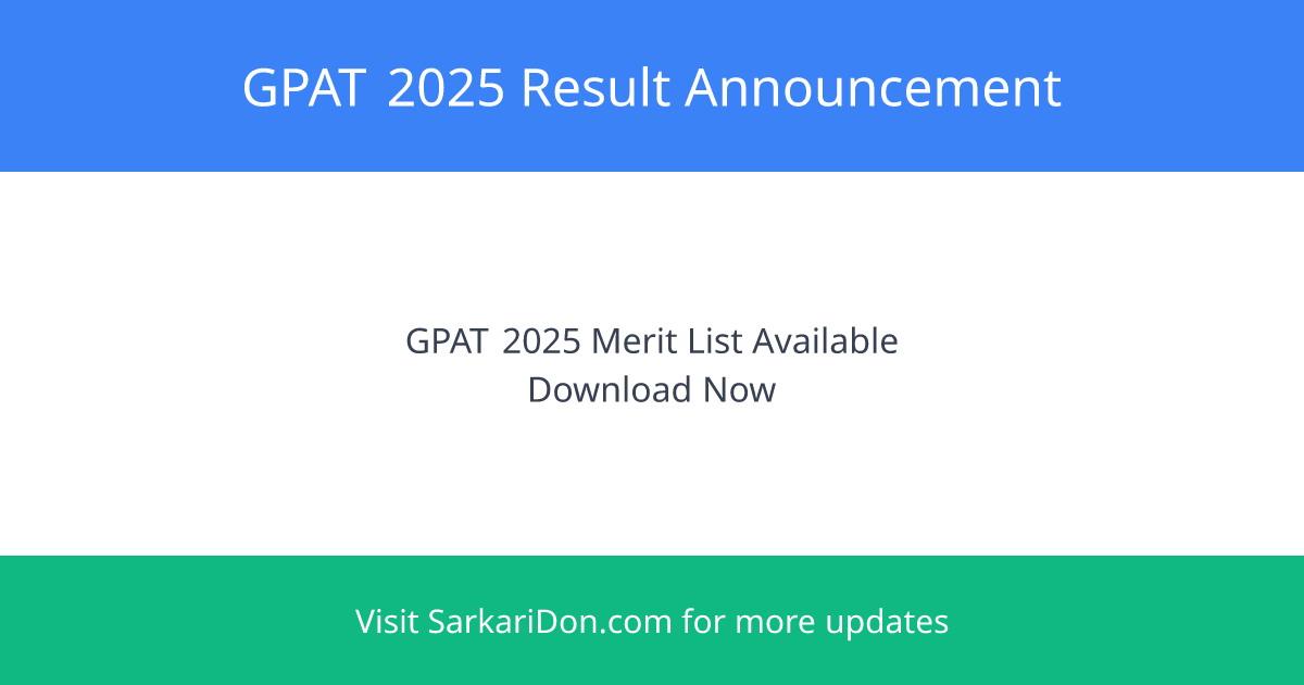 GPAT 2025 Result Announcement Download Merit List PDF Live Updates - Exam Result Announcement | SarkariDon